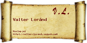 Valter Loránd névjegykártya